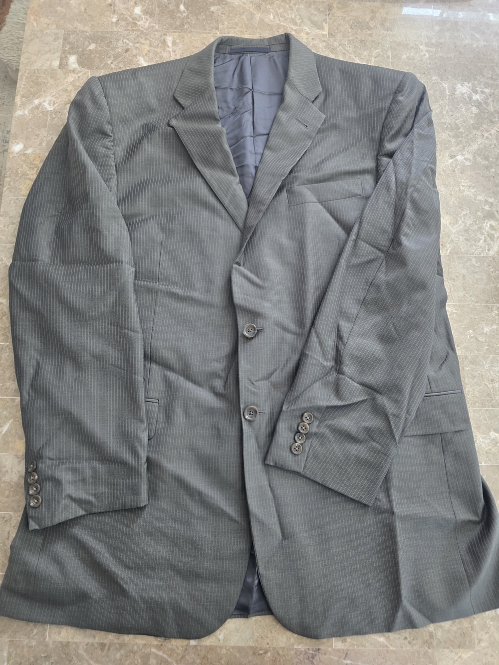 Mens Burberry Charcoal Pinstripe Two-Button Suit Jacket